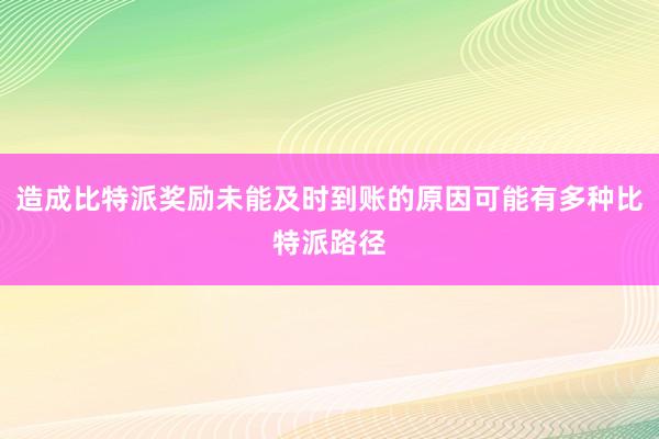 造成比特派奖励未能及时到账的原因可能有多种比特派路径