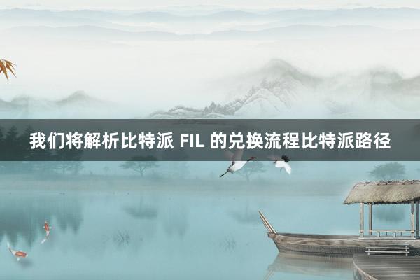 我们将解析比特派 FIL 的兑换流程比特派路径