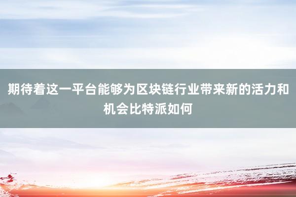 期待着这一平台能够为区块链行业带来新的活力和机会比特派如何