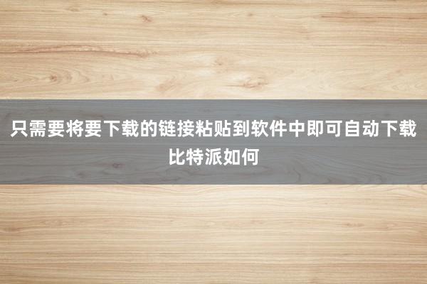 只需要将要下载的链接粘贴到软件中即可自动下载比特派如何