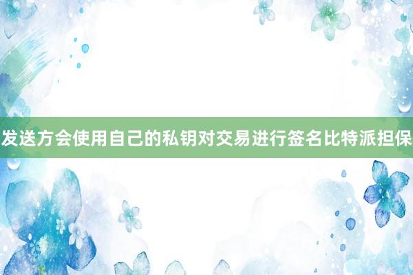 发送方会使用自己的私钥对交易进行签名比特派担保