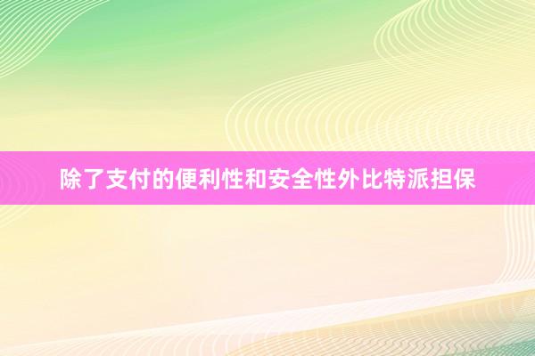 除了支付的便利性和安全性外比特派担保