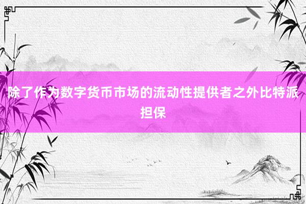 除了作为数字货币市场的流动性提供者之外比特派担保