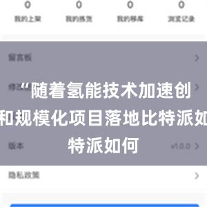 “随着氢能技术加速创新和规模化项目落地比特派如何