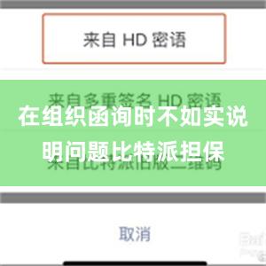 在组织函询时不如实说明问题比特派担保